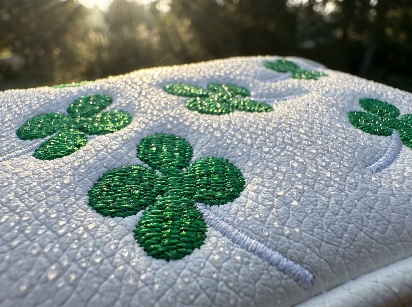 Lucky Clover Mallet Putter Head Cover – Magnetic PU Leather Golf Cover