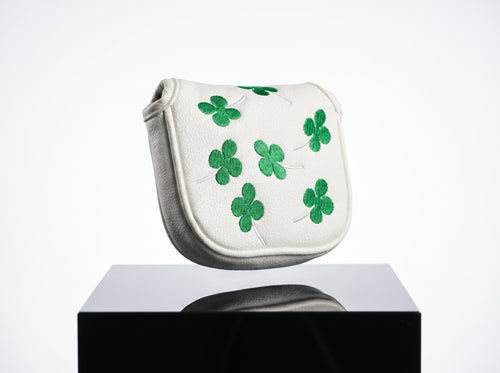 Lucky Clover Mallet Putter Head Cover – Magnetic PU Leather Golf Cover