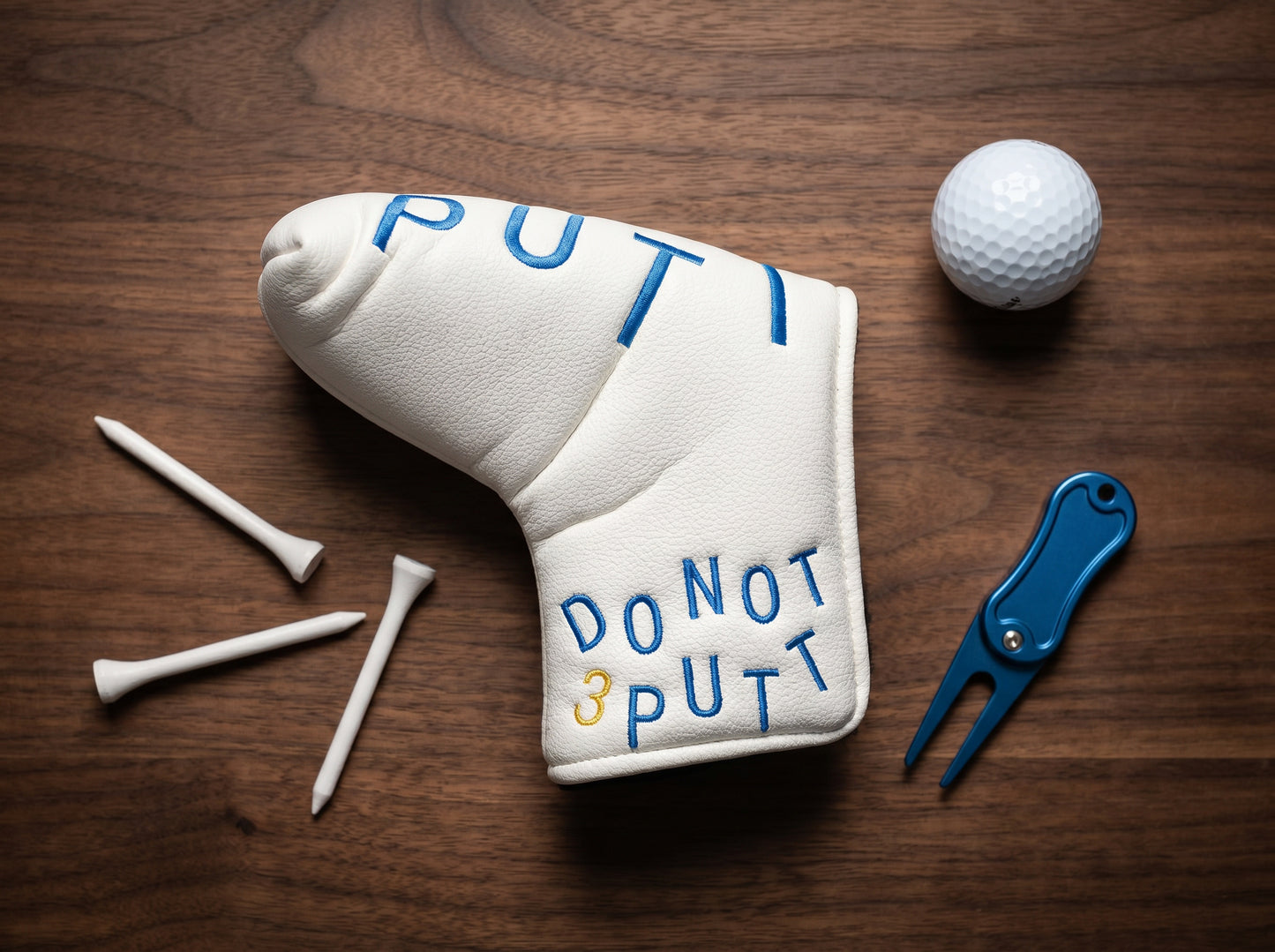 Do Not 3 Putt” Putter Head Cover – Magnetic PU Leather Golf Cover